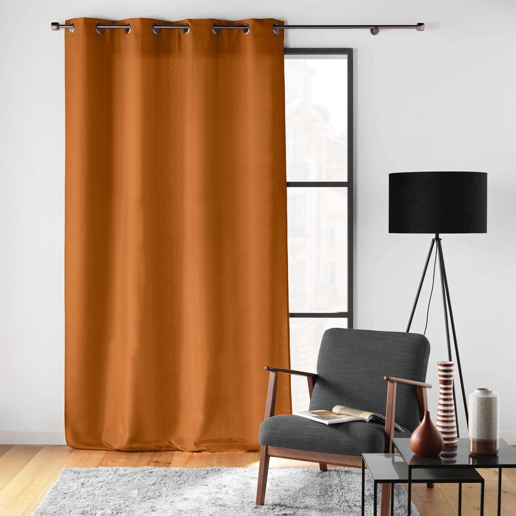 Rideau a oeillets 140 x 260 cm polyester uni soline camel