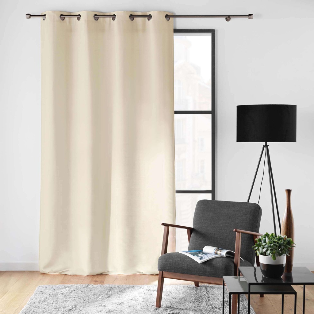 Rideau a oeillets 140 x 260 cm polyester uni soline naturel