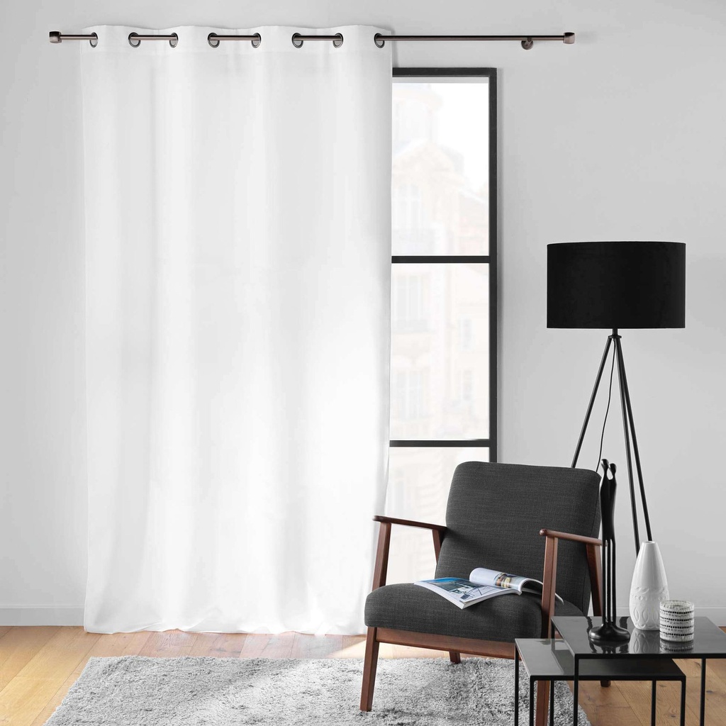 Rideau a oeillets 140 x 260 cm polyester uni soline blanc