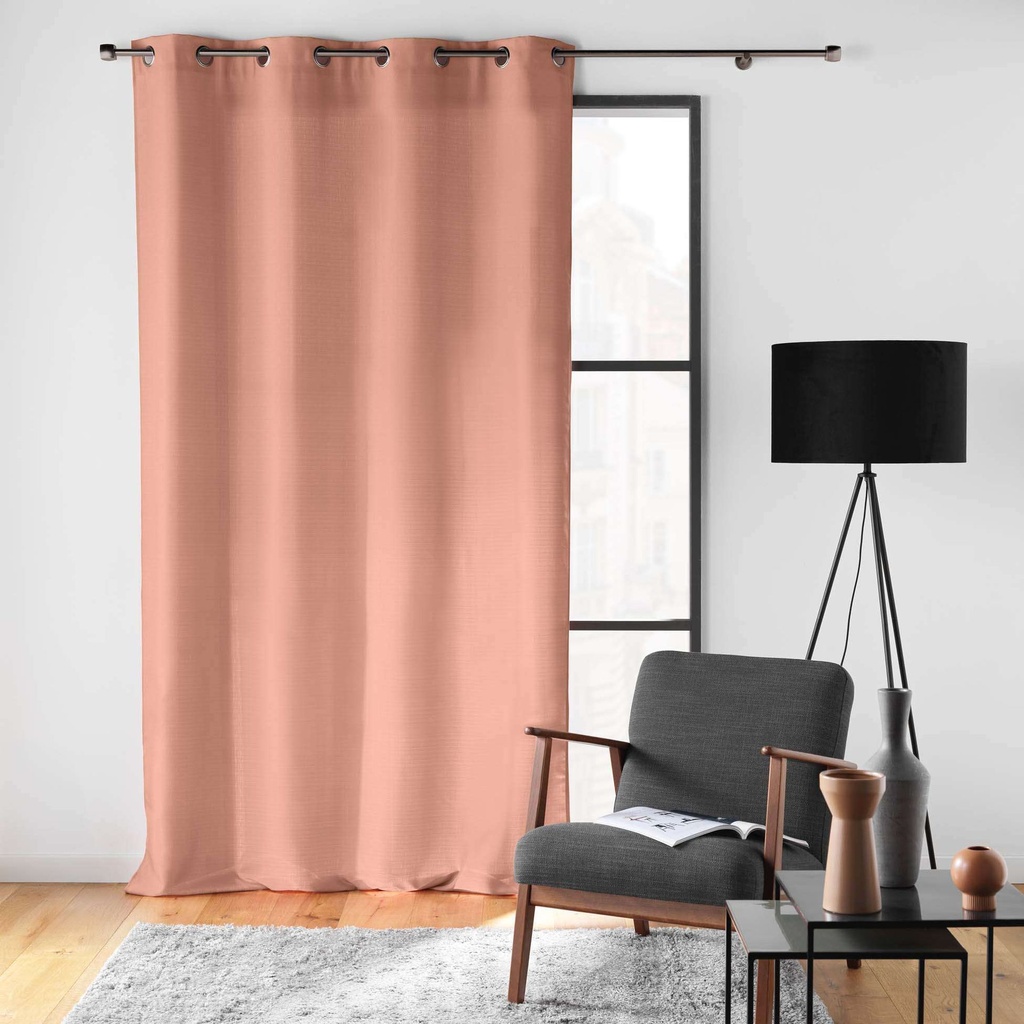 Rideau a oeillets 140 x 260 cm polyester uni soline blush