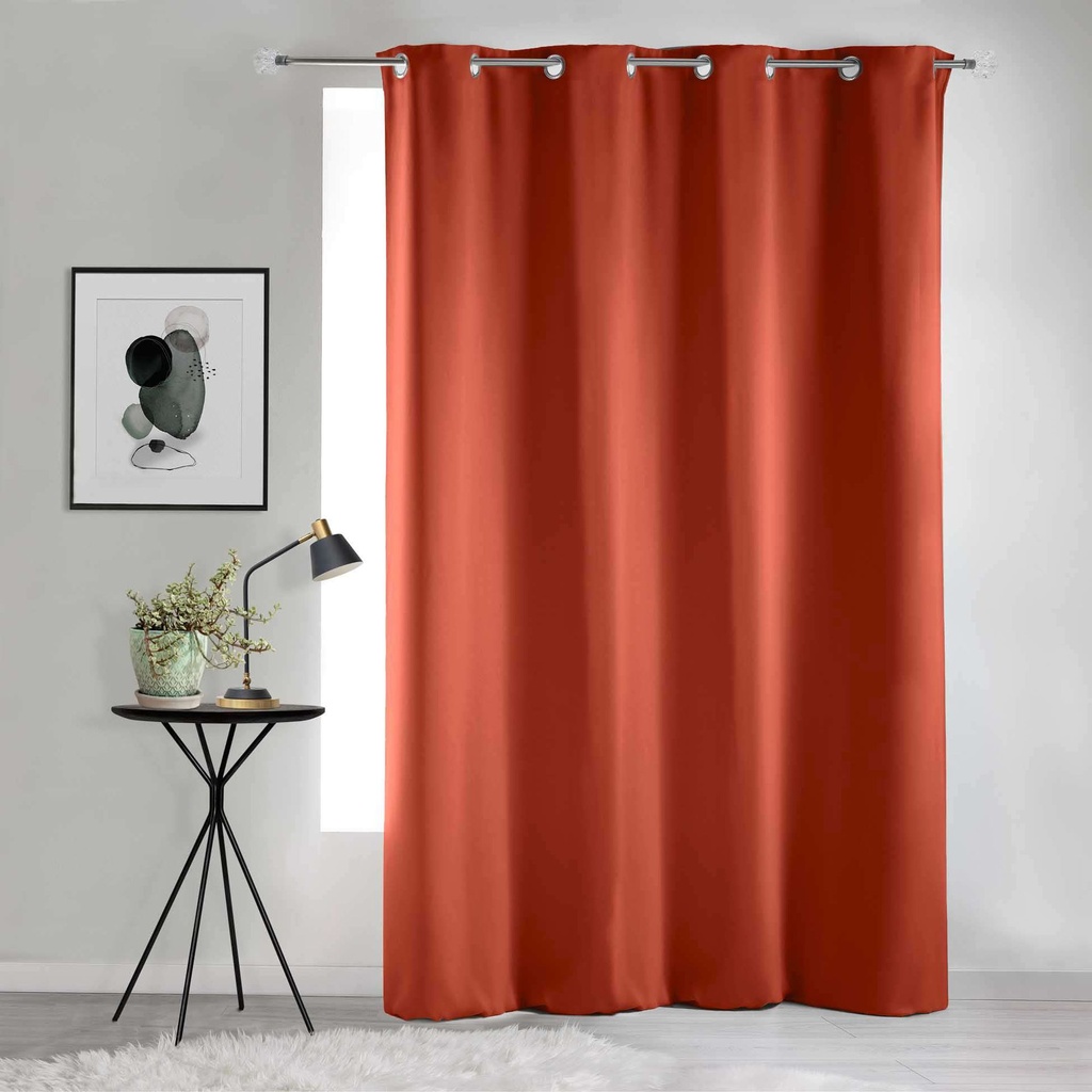 Rideau a oeillets 135 x 240 cm occultant uni occult terracotta