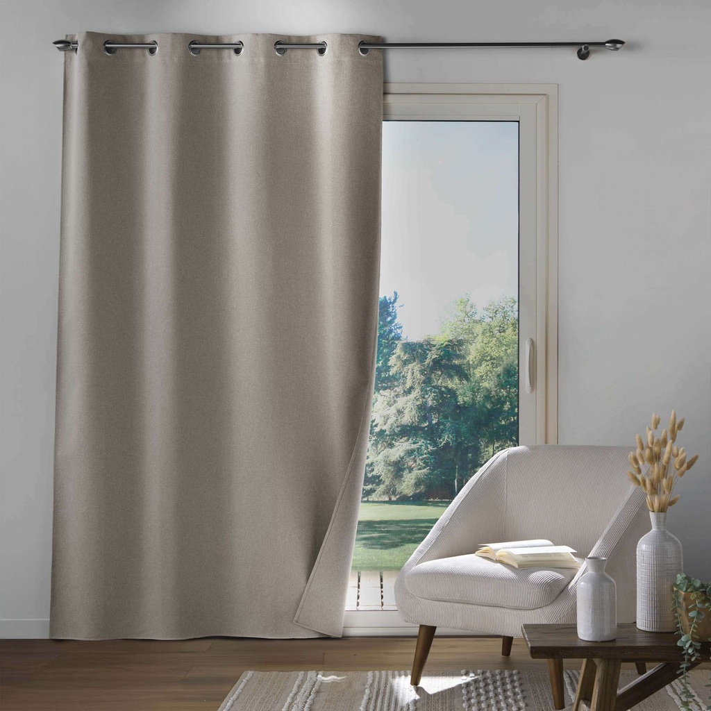 Rideau a oeillets 135 x 260 cm 100% occultant/chambray uni occultiss lin