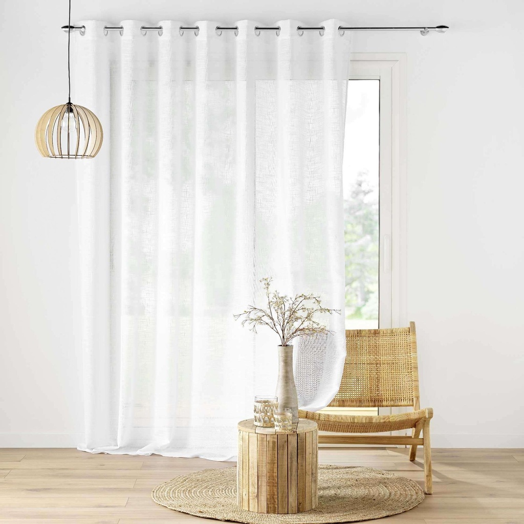 Panneau a oeillets 240 x 240 cm effet lin tisse haltona blanc