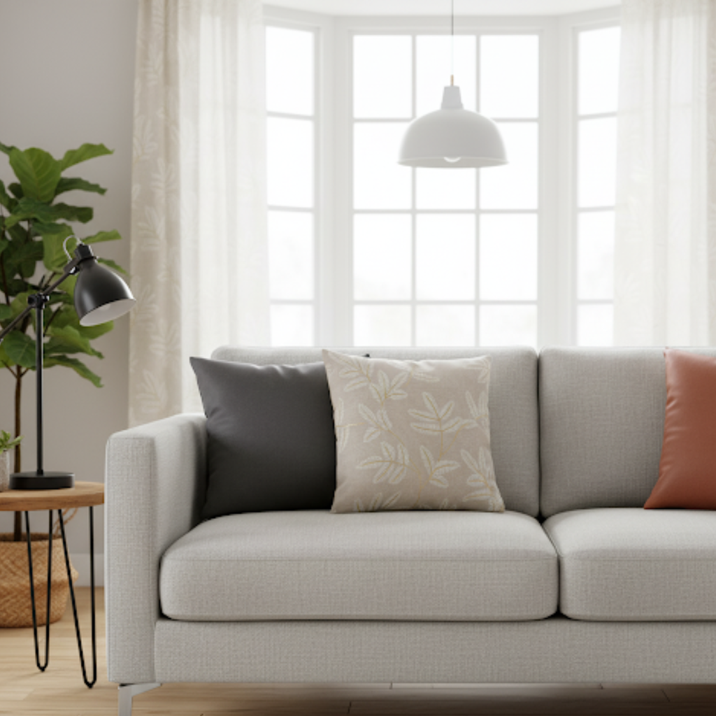 Coussin dehoussable compresse 50 x 50 cm coton/polyester imprime metal. altea