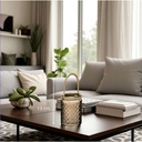 Photophore verre perle bois tropicale D10 H13 cm - Tonka