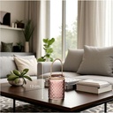 Photophore verre perle bois tropicale D10 H13 cm - Terre de rose