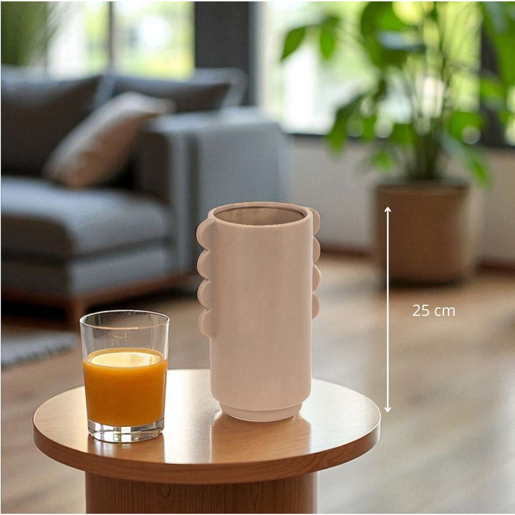 Vase céramique oreille hind h25 - marron glacé