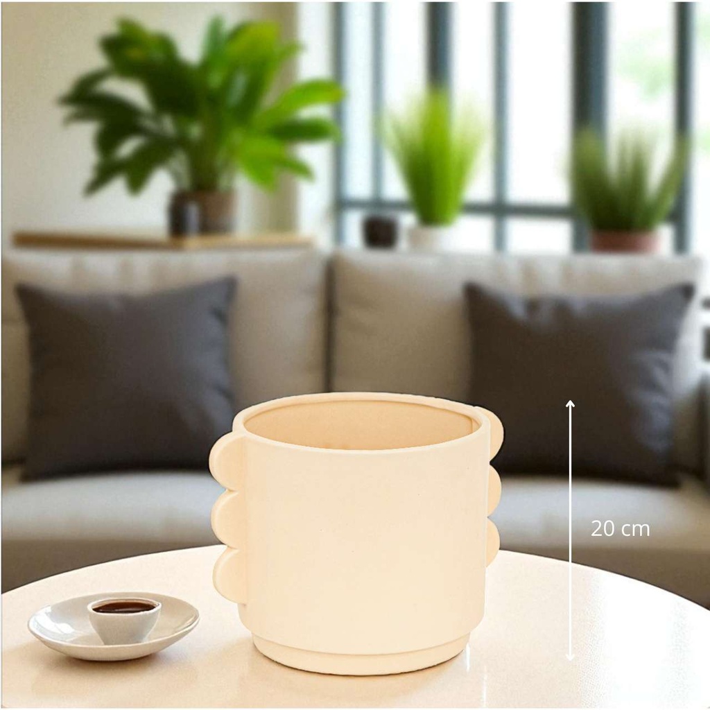Cache pot céramique hind d18h18 - beige
