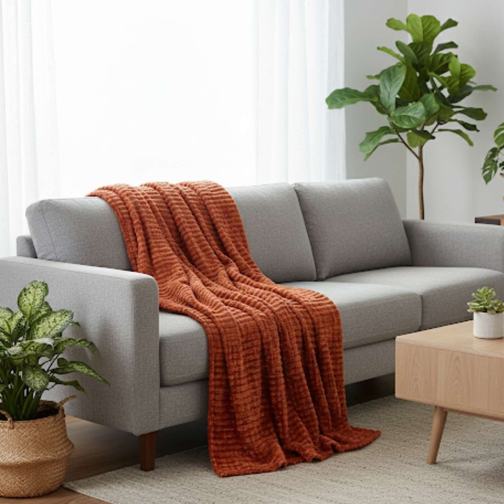 Plaid flan 3d 125x150 terracotta