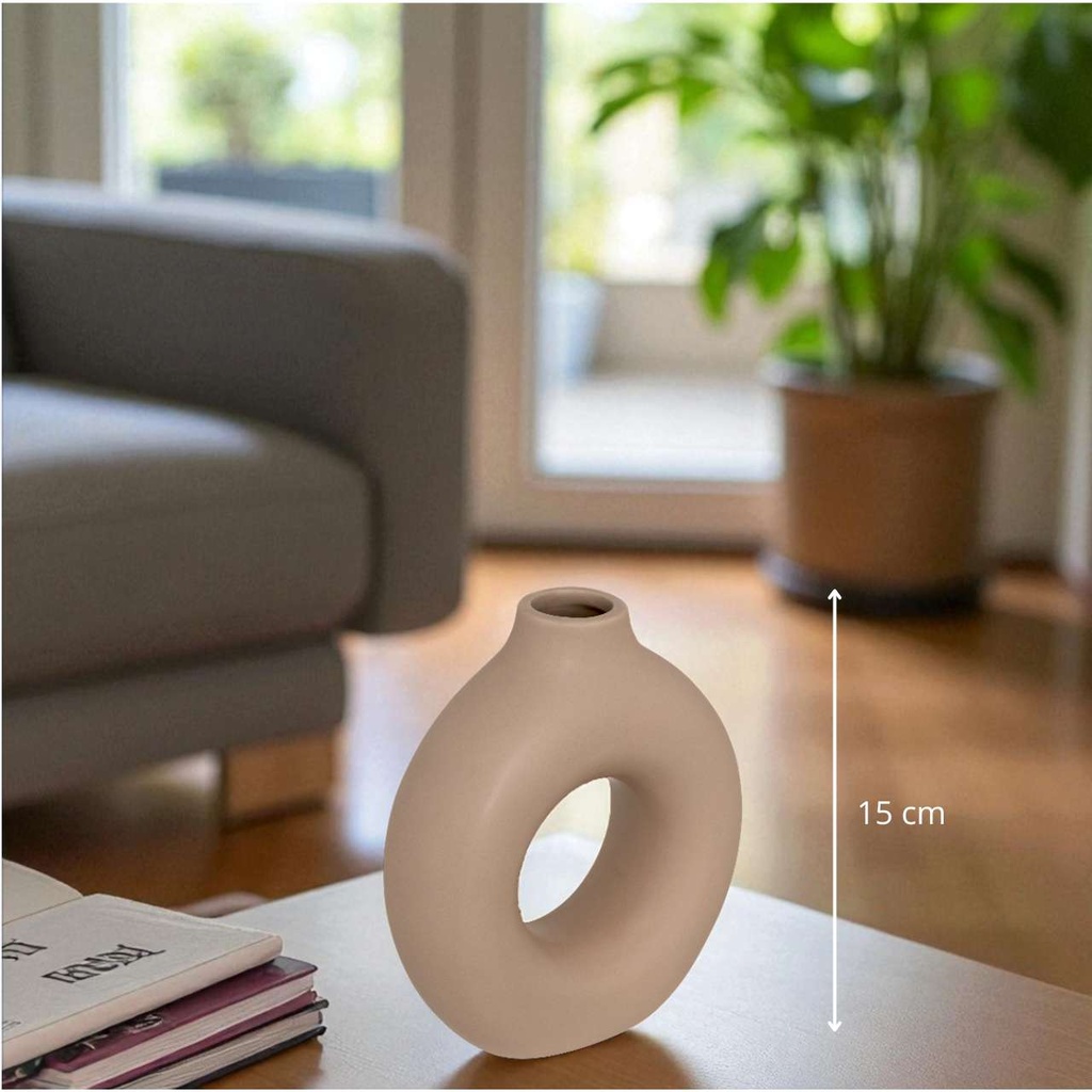 Vase crmq orga ziva h15 cercle beige