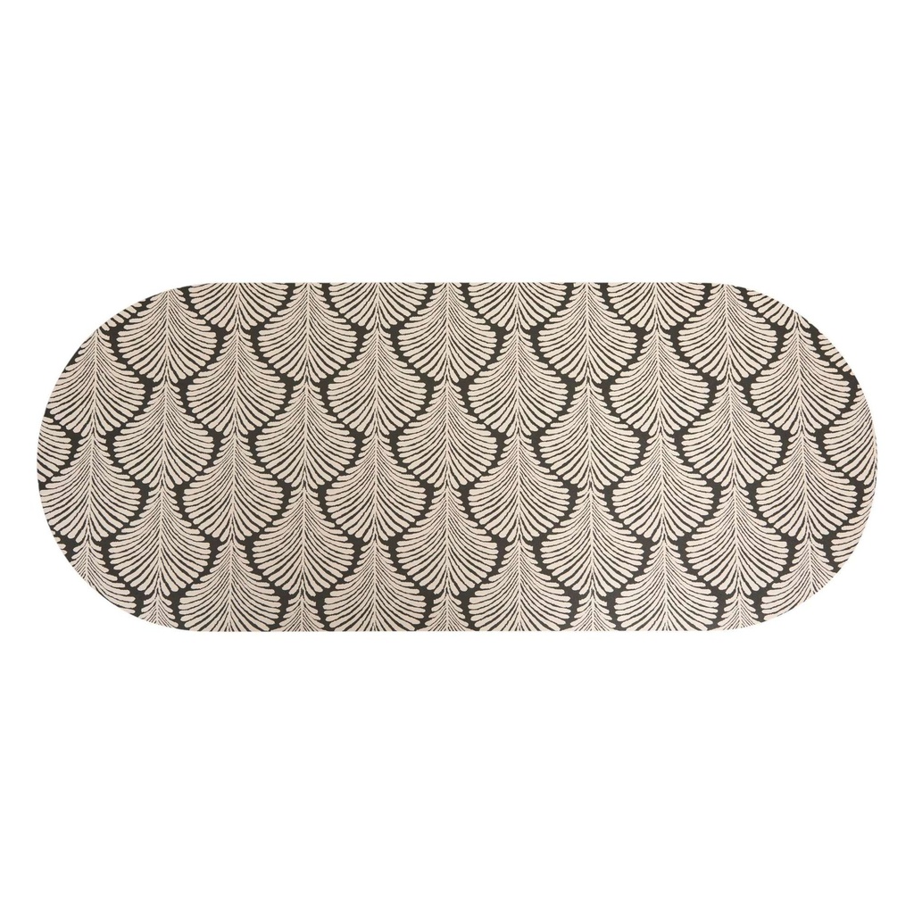 Tapis diatomée 50x120 rond beige feuille  