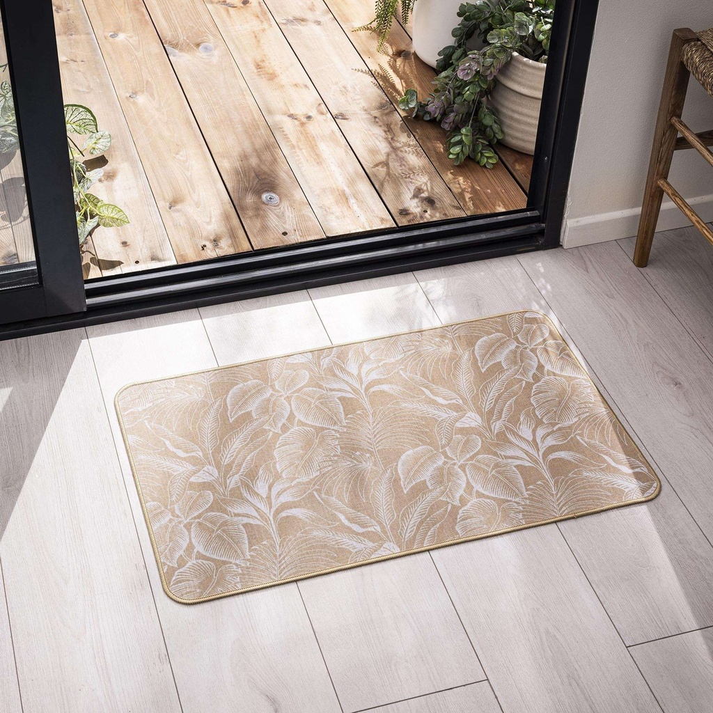 Tapis rectangle 45 x 75 cm tisse imprime stylis blanc