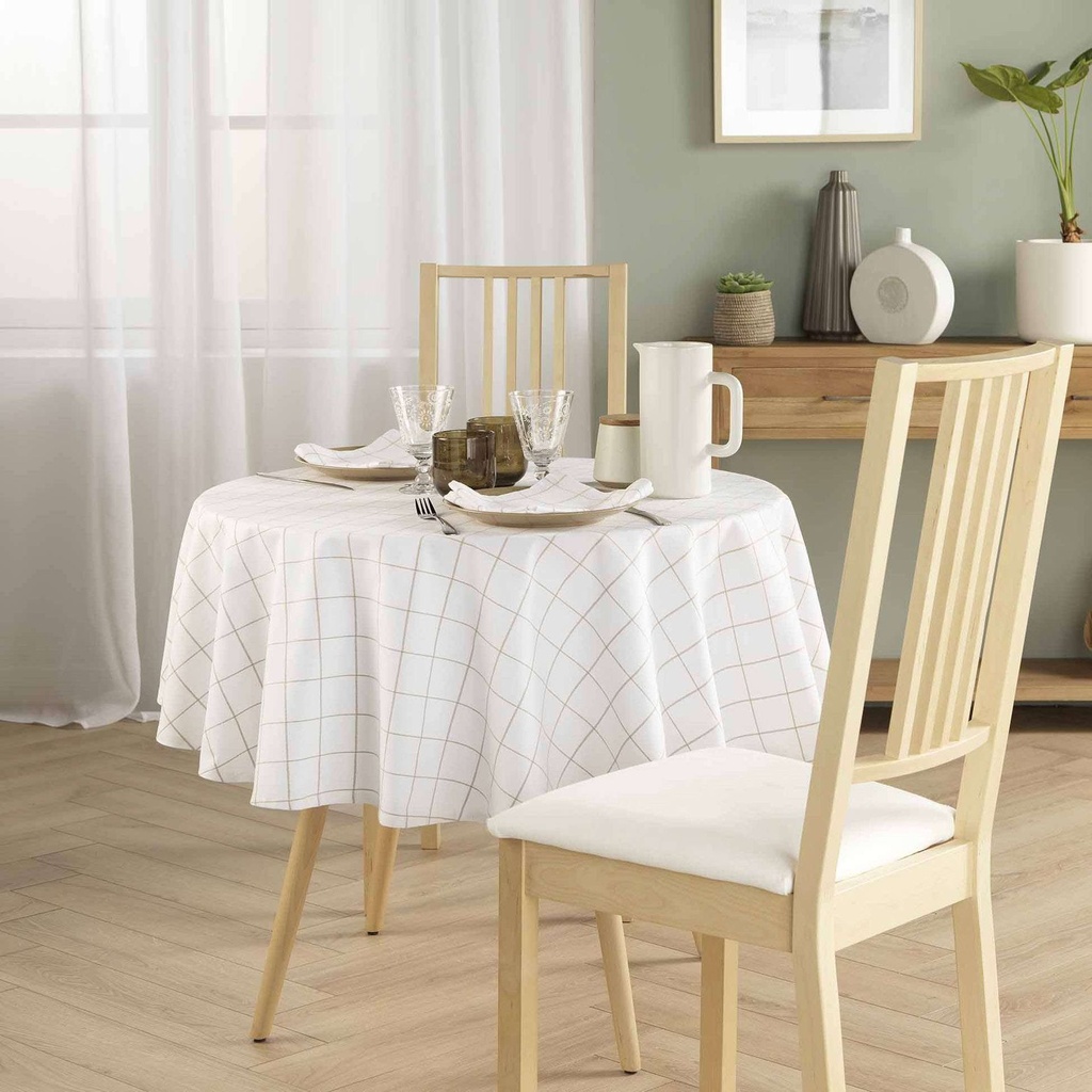 Nappe ronde (0) 180 cm coton/polyester tisse axel naturel