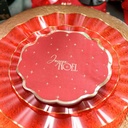 16 Serviettes "Joyeux Noël" L'Intemporel Papier Rouge et Or 32x32cm - 3 Plis