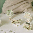 6 Décorations à poser Dans les Nuages Papier Crème et Vert Amande de 8 à 12cm