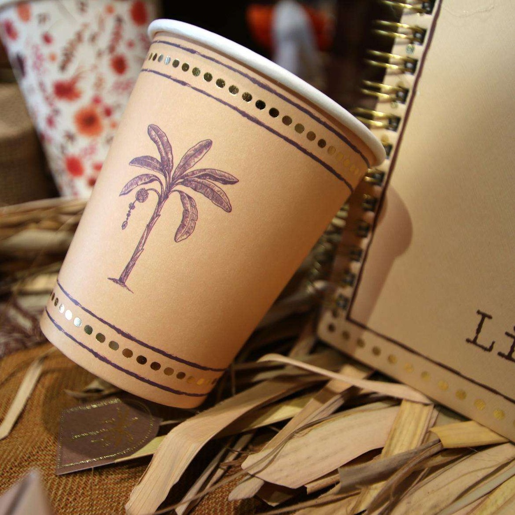 8 Gobelets Parfum d'Orient Carton Crème et Or 255ml