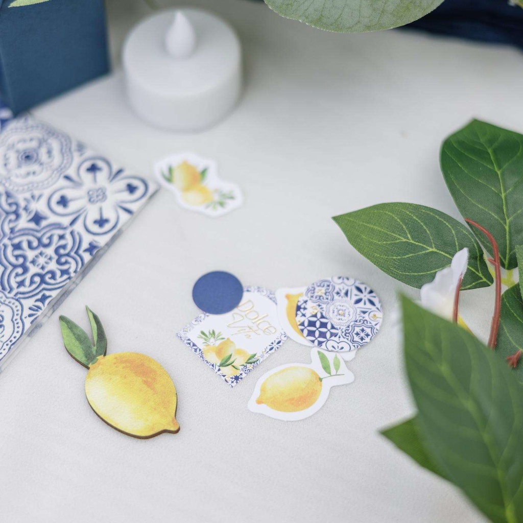 12 Confettis Citrons Bois Jaune et Vert De 5 à 6,5cm