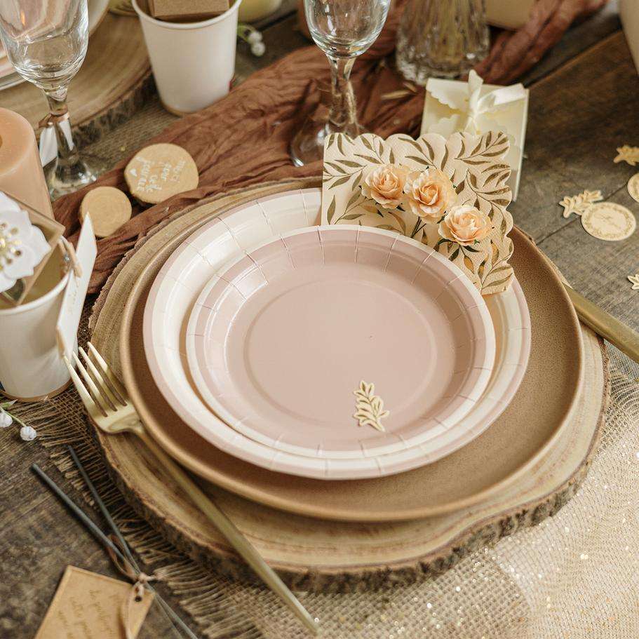 6 Petites Assiettes Bi-Color Carton Camel et Crème Ø18cm