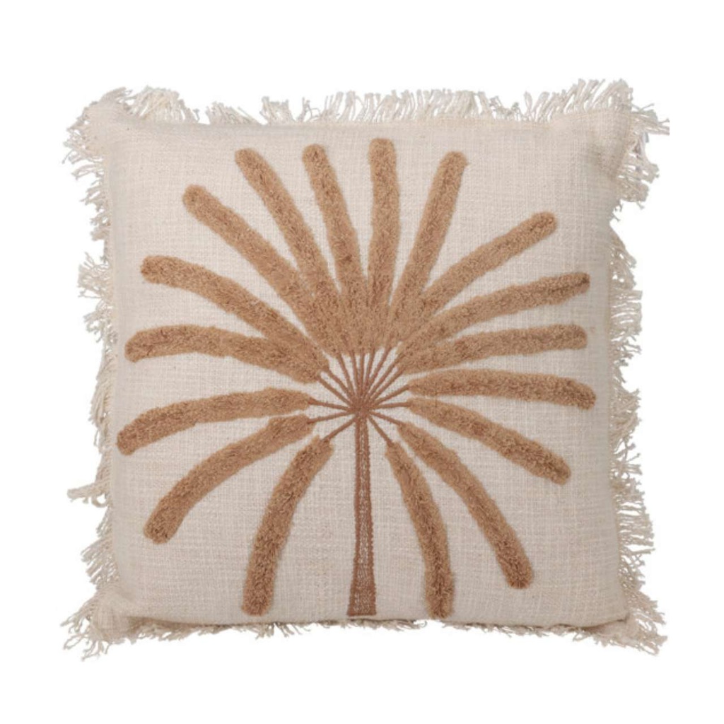 Coussin 43x43cm palmier beige
