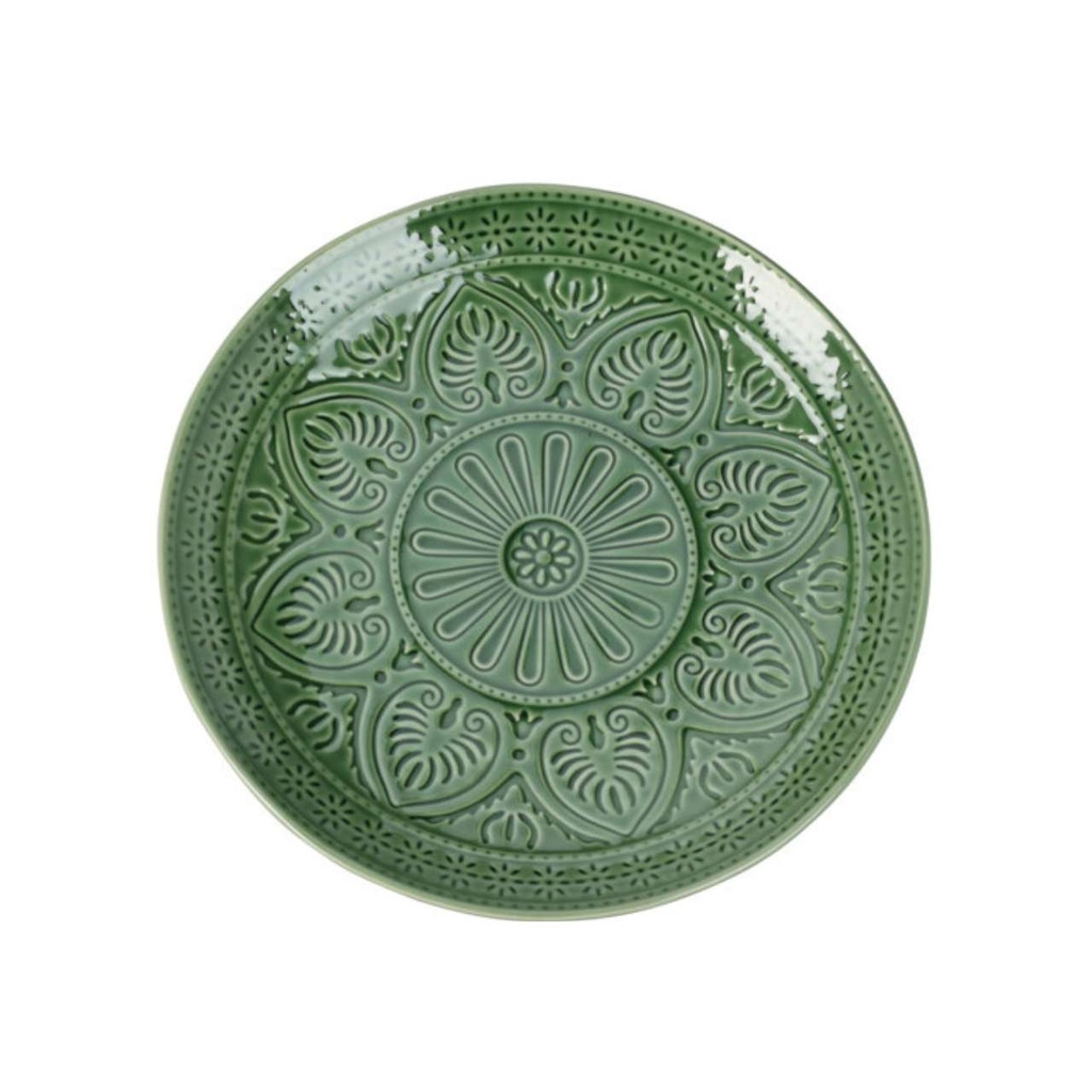 Assiette faience dia 265mm vert