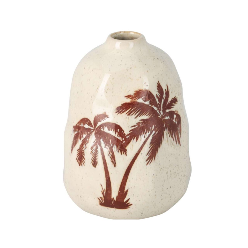 Vase porcelaine 11x13cm palmier rouge