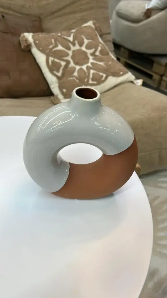 Vase à fleurs beige/terracotta