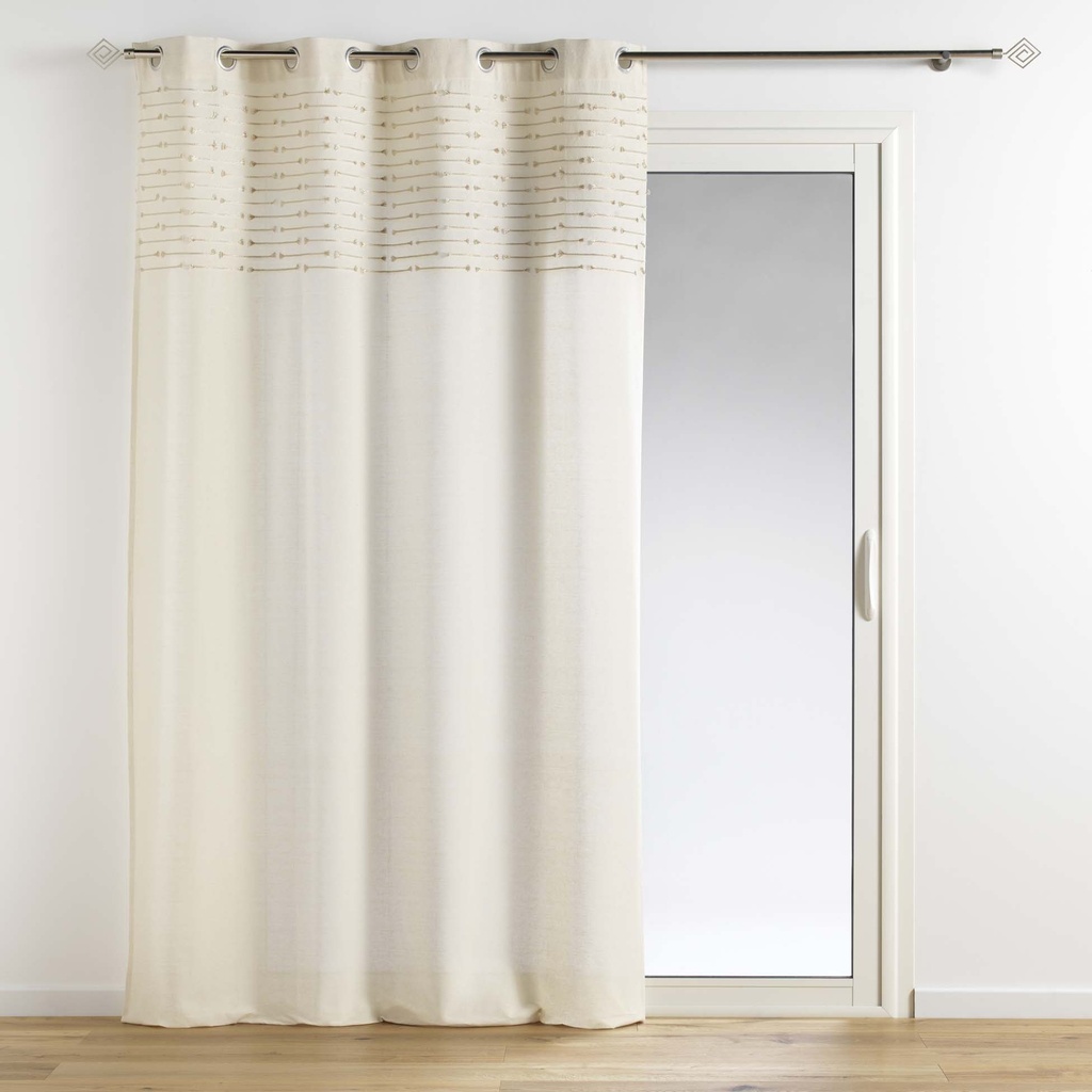 Rideau a oeillets 140 x 240 cm coton uni+top fils coupes golden sunset