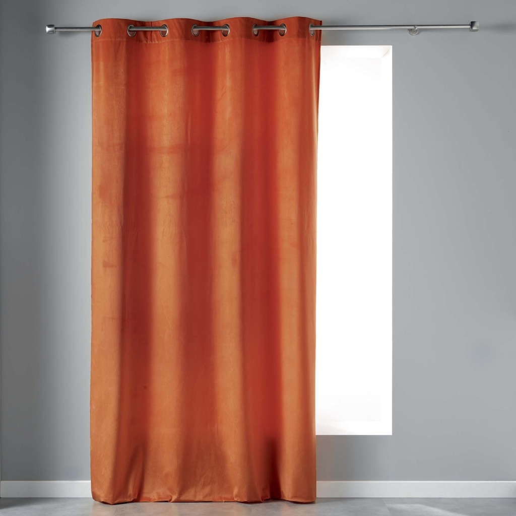 Rideau a oeillets 140 x 240 cm velours uni velvetine terracotta