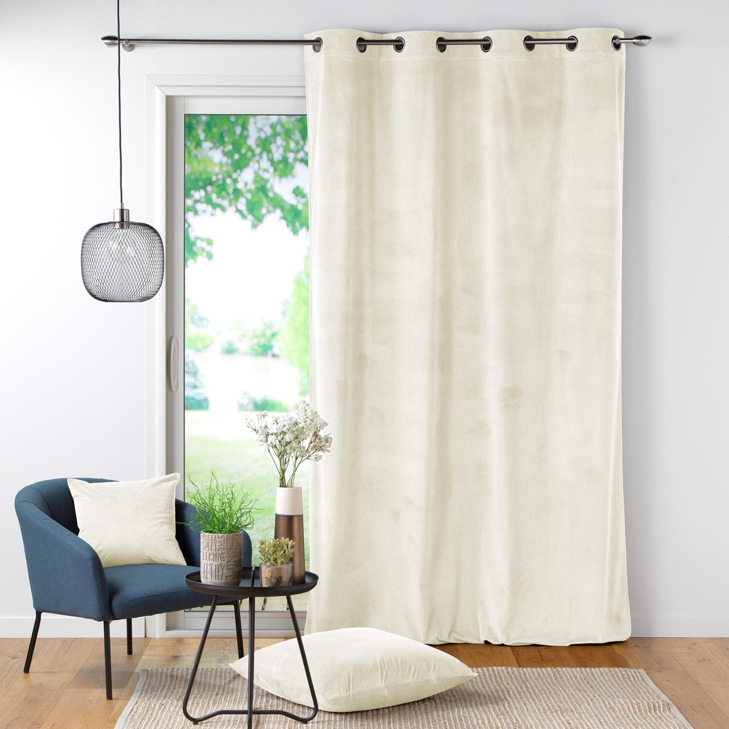 Rideau a oeillets 140 x 260 cm velours cotele uni casual naturel