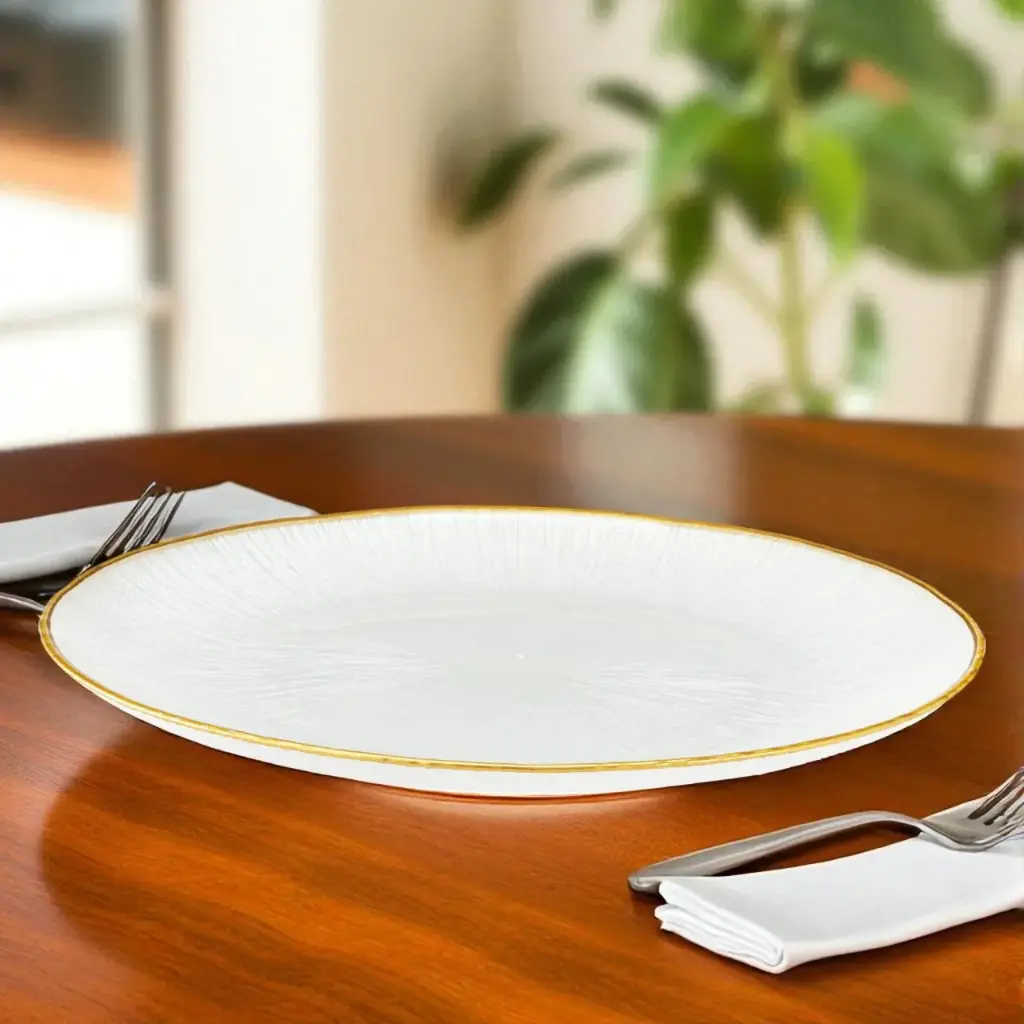 Assiette en verre dia 32cm bla