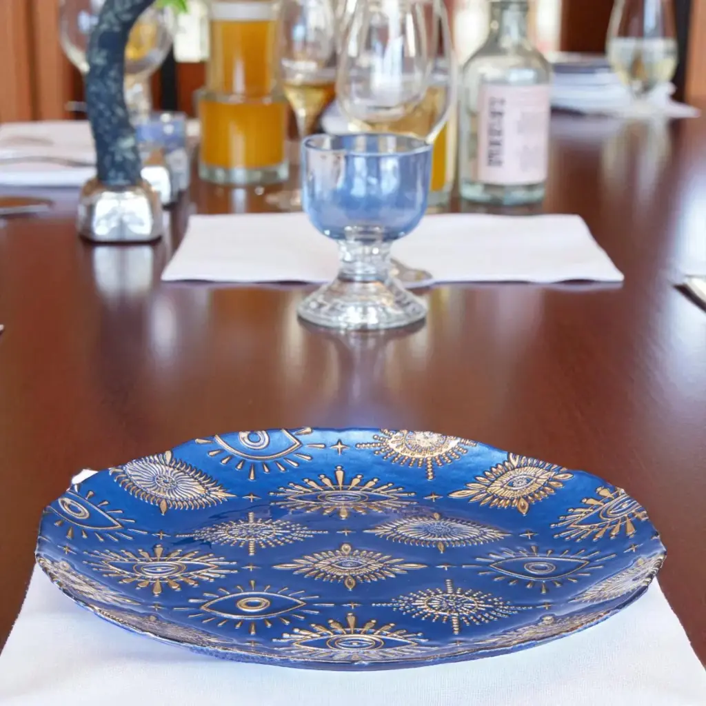 Assiette en verre 28cm bleu marine
