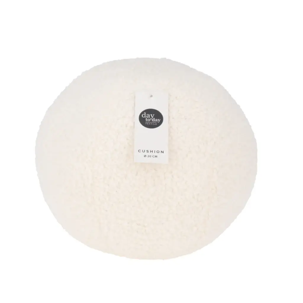 Coussin boule velours dia 20cm blanc 