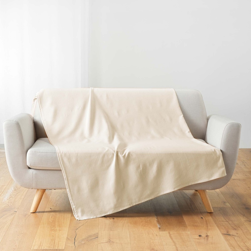 Plaid 180 x 220 cm polycoton uni lucile naturel