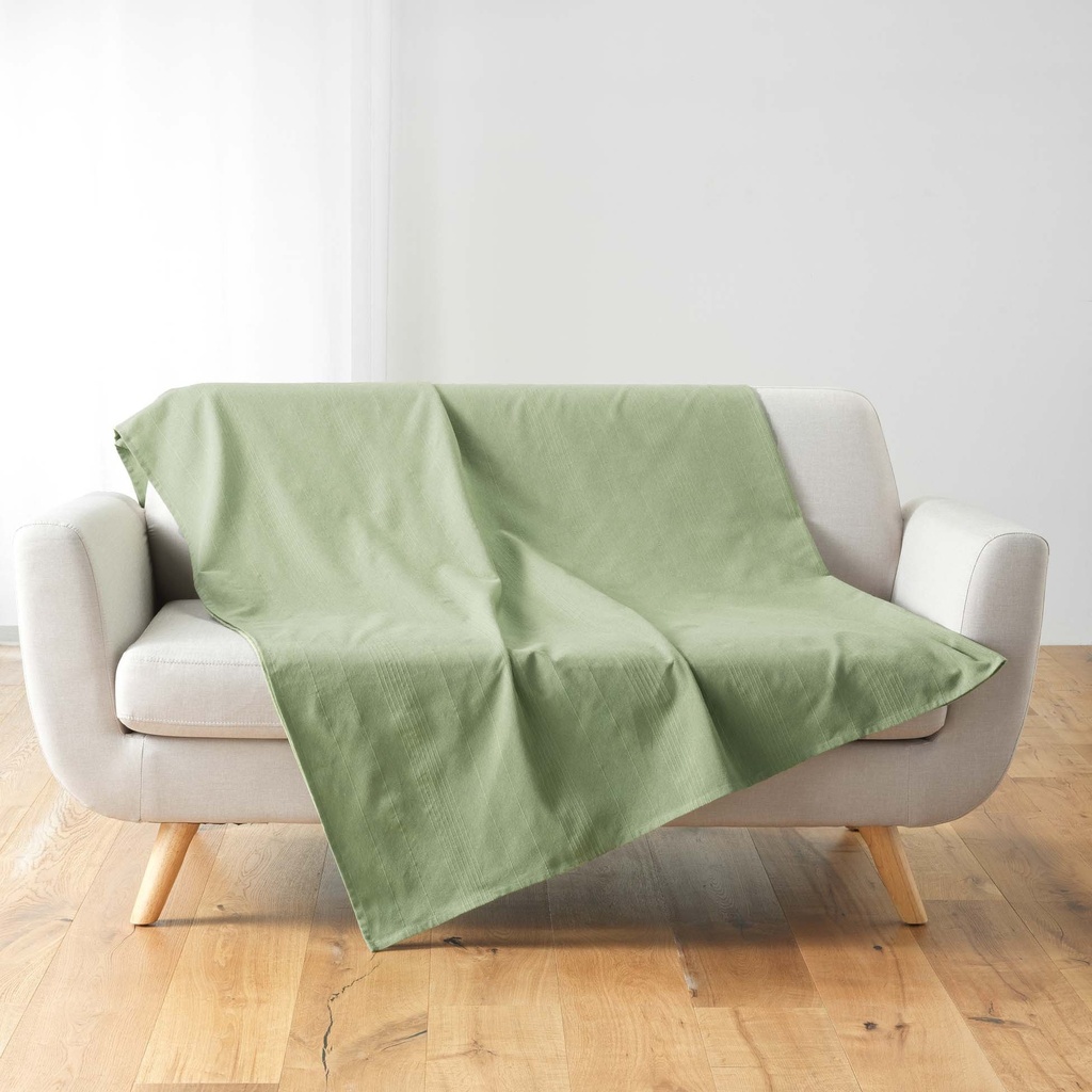 Plaid 220 x 240 cm polycoton uni lucile sauge