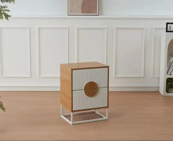 Table de nuit "Susano" Blanc/Naturel