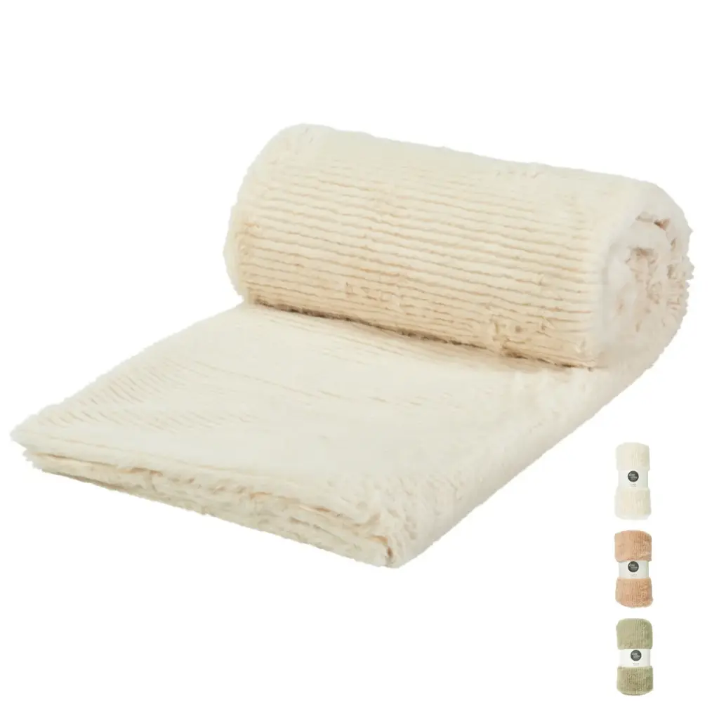 Plaid 150x125cm fausse fourrure rose