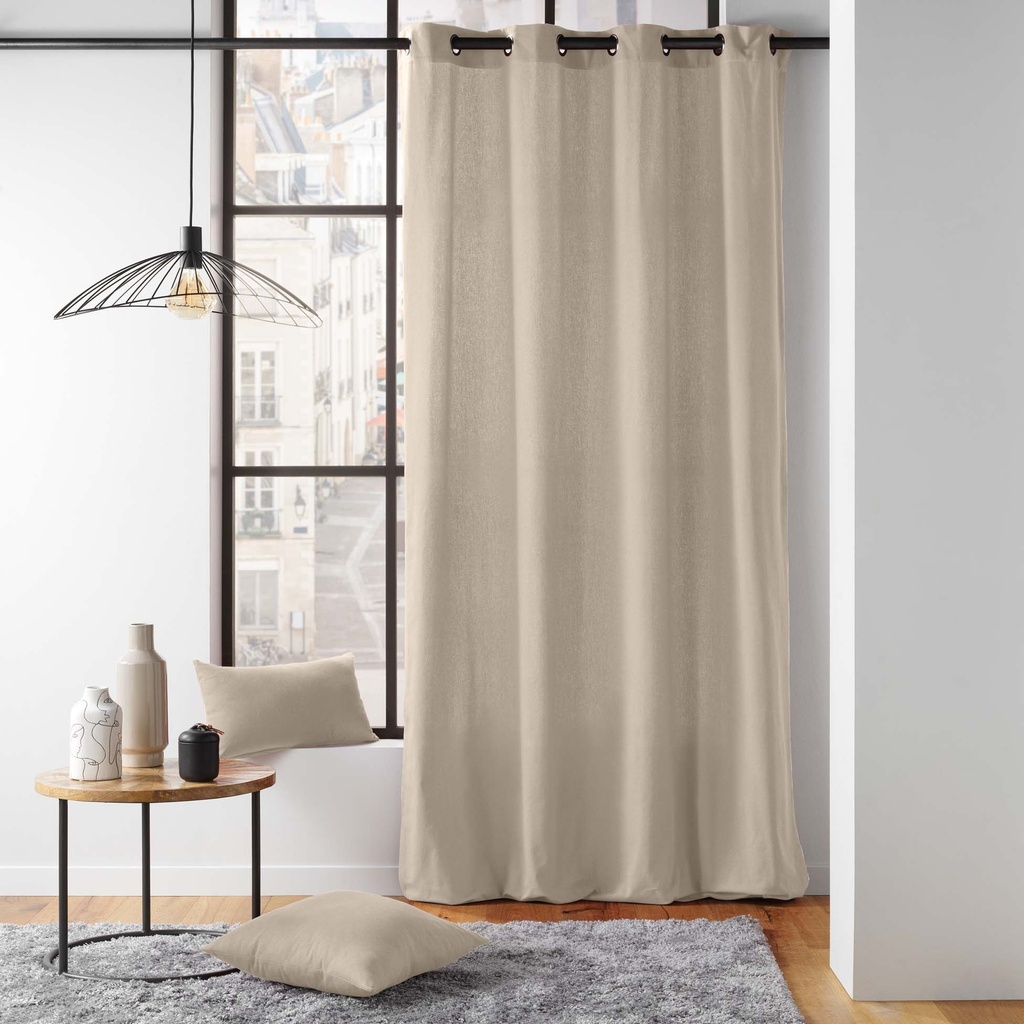 Rideau a oeillets 135 x 260 cm coton/polyester recycle grs twily lin