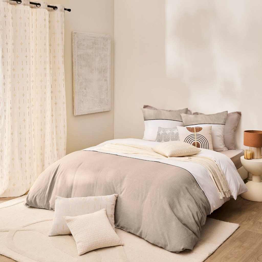 Parure 3 p. 240 x 220 cm coton uni 57 fils+coton tisse gabrielle