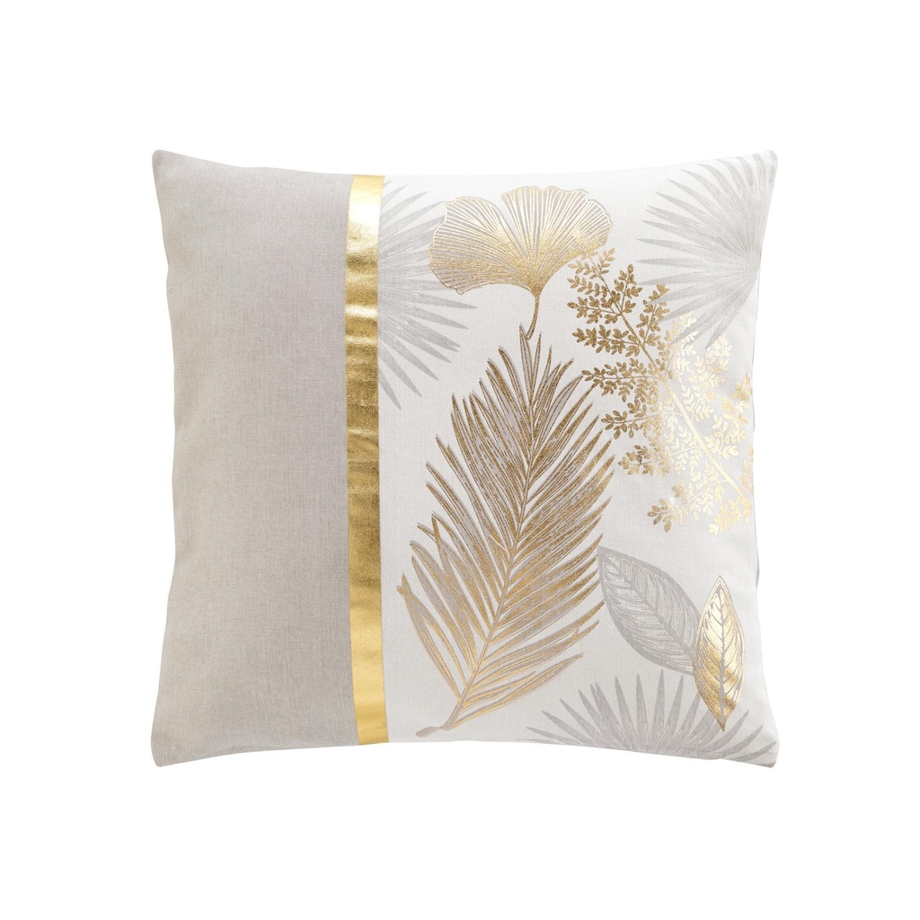 Coussin dehous. compr. 45 x 45 cm coton/polyester imp. metal. melisse des place