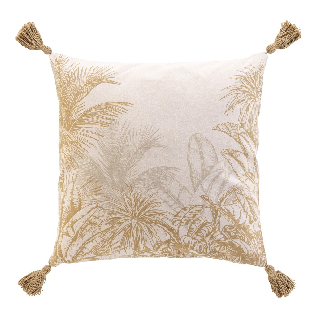 Coussin dehous. compr. pompons 45 x 45 cm coton/polyester imprime dune
