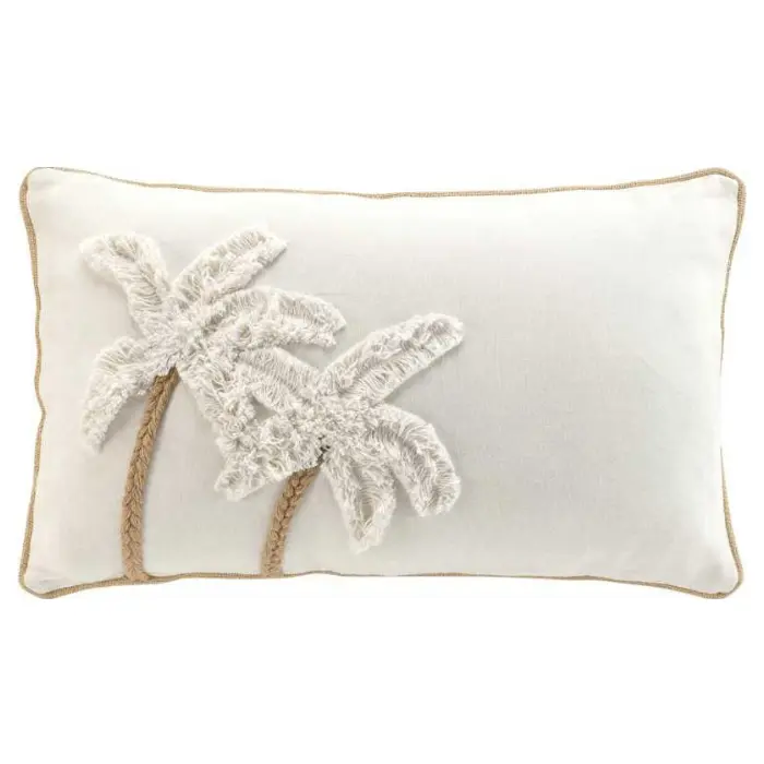 Coussin dehous compr passepoil 30 x 50 cm coton tresse+tufte sahara