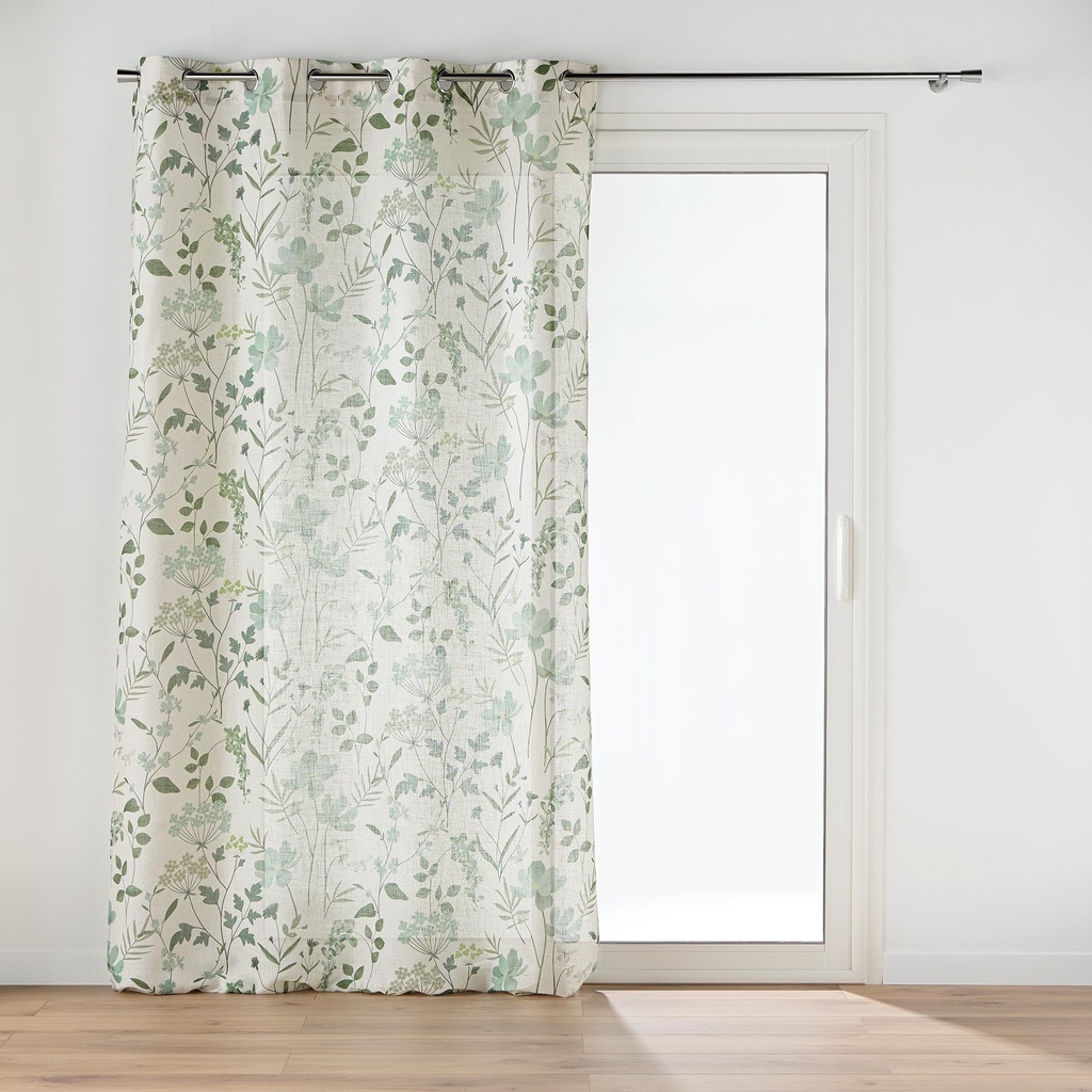 Rideau a oeillets 140 x 260 cm polyester/lin imprime palmiflore
