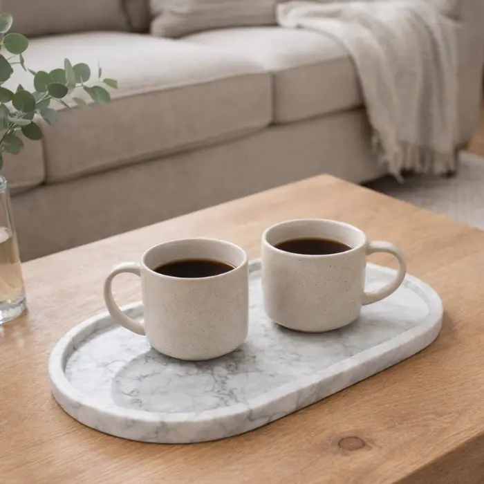 Plateau ovale en marbre‌ 30 x 15 cm