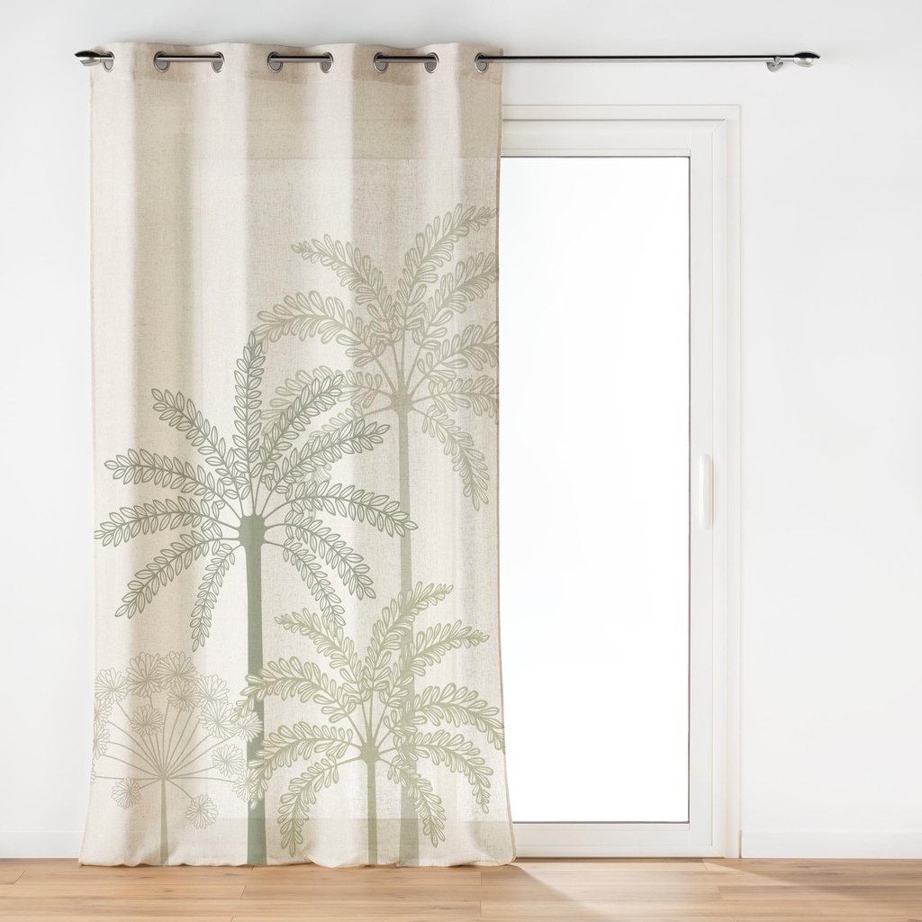 Rideau a oeillets 140 x 260 cm polyester/lin imprime palmea vert des. place