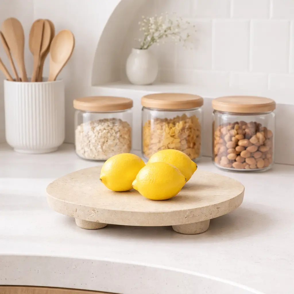 Plateau en pierre avec 3 pieds 