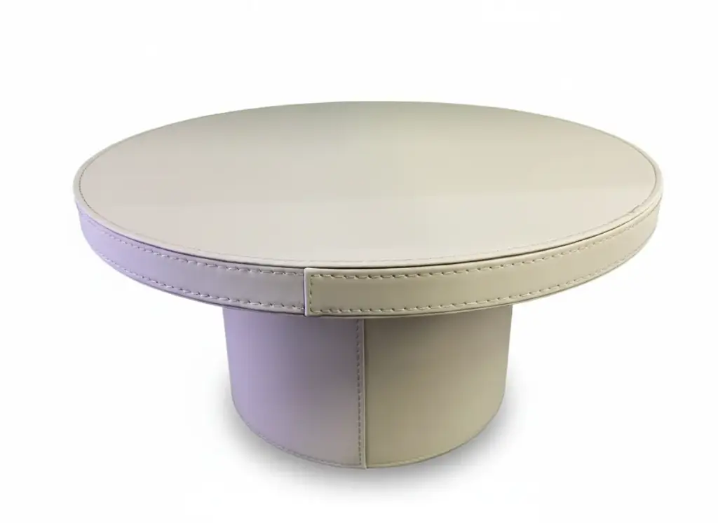 Plateau rond similicuir 30*30*12 cm