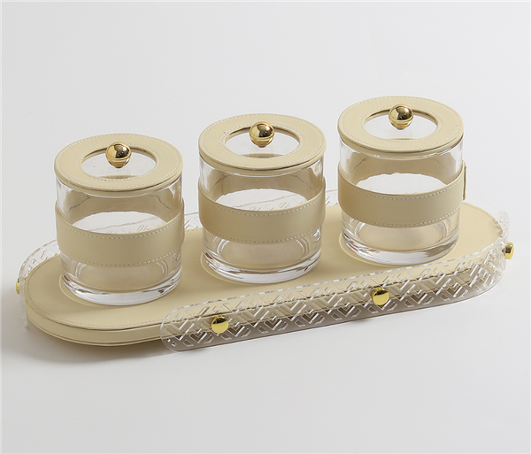 Plateau avec ensemble de 3 bonbonières Ø10cm