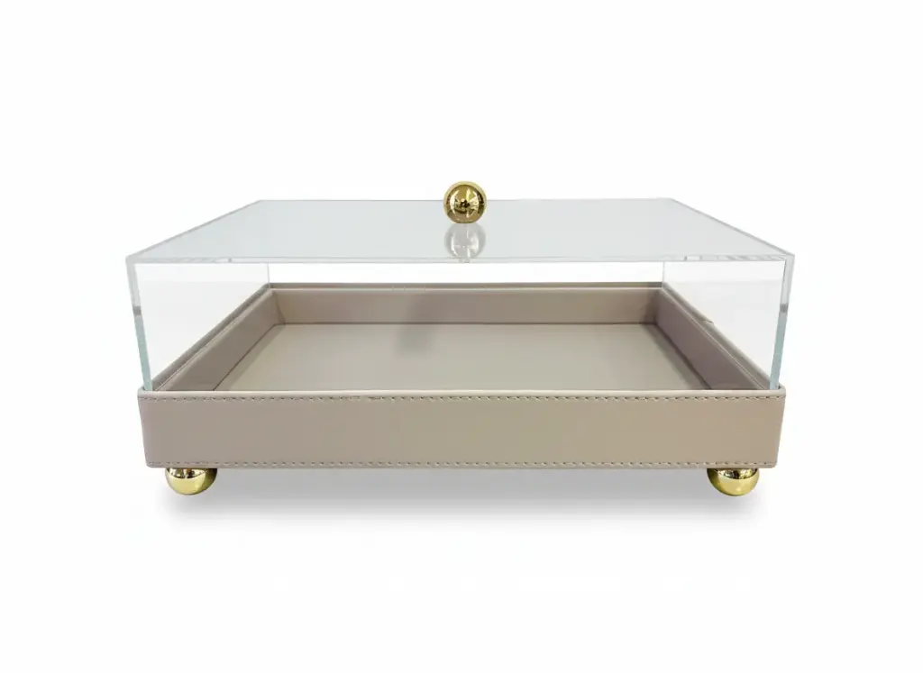 Présentoire rect simili avec cloche 35*25*19.5 cm