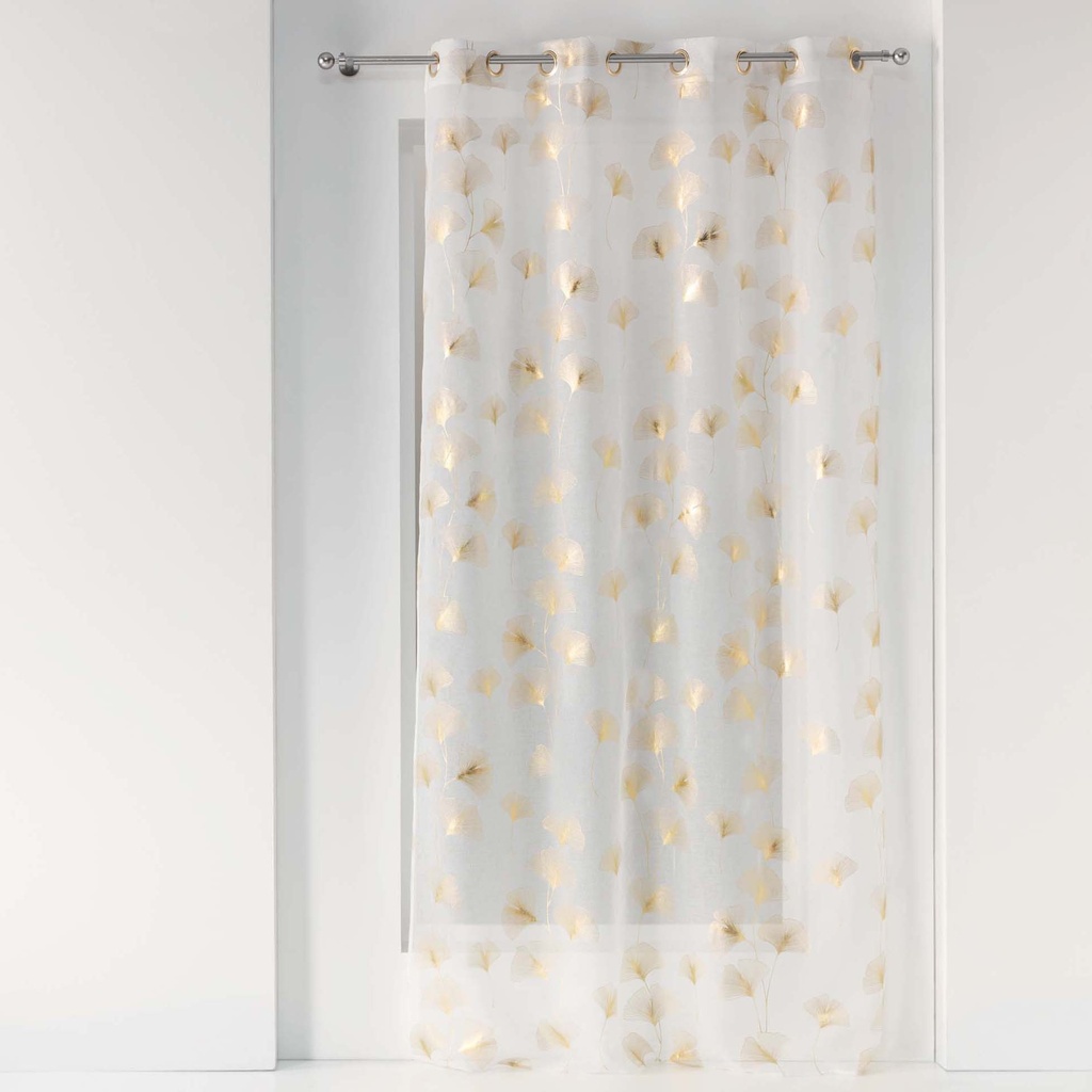 Panneau a oeillets 140 x 240 cm voile sable imprime metallise ginkgold