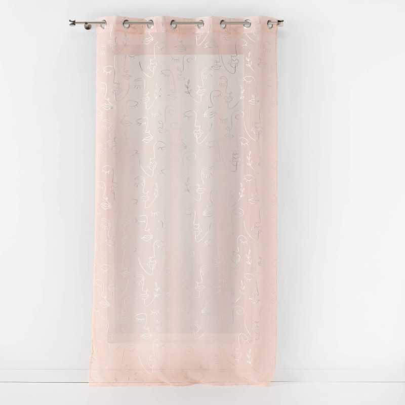 Pao 140 x 240 cm voile sable imp. metallise arty line rose/argent